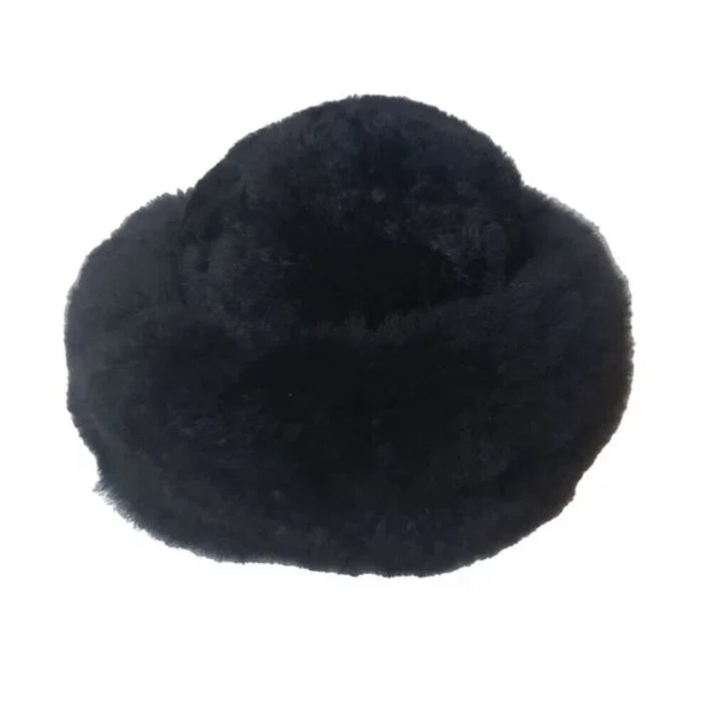 BABY ALPACA Fur Cossack Hat Satin Lined Unisex Russian Winter Premium Black Fur